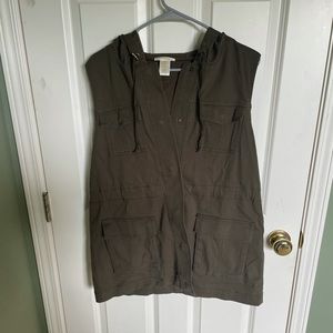 MATTY M -  olive green hooded sleeveless utility vest, L